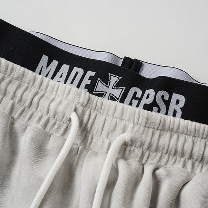 Washed Double Waist Print Wide Leg Sweatpants WN27834