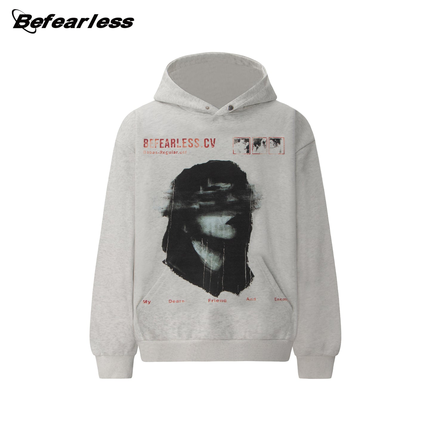 Washed Portrait Print Boxy Oversize Pullover Hoodie WN26320