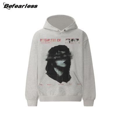 Washed Portrait Print Boxy Oversize Pullover Hoodie WN26320