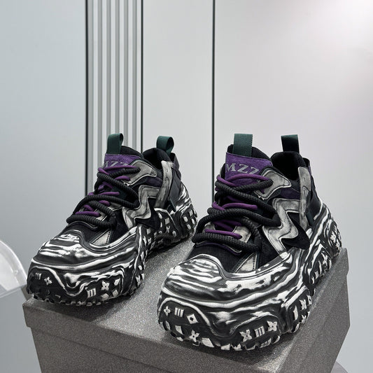 Strap Washed Platform Chunky Sole Sneaker WN24714