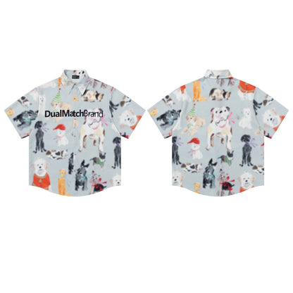 Dog All-Over Print Oversize Short Sleeve Shirt WN26858