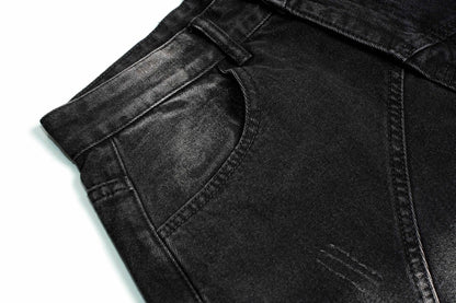 Gradient Deconstruction Raw-Hem Wide Leg Denim Jeans WN27918