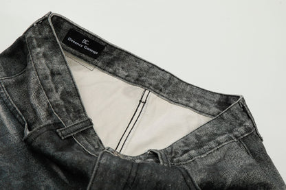 Washed Whisker Straight Denim Jeans WN26074