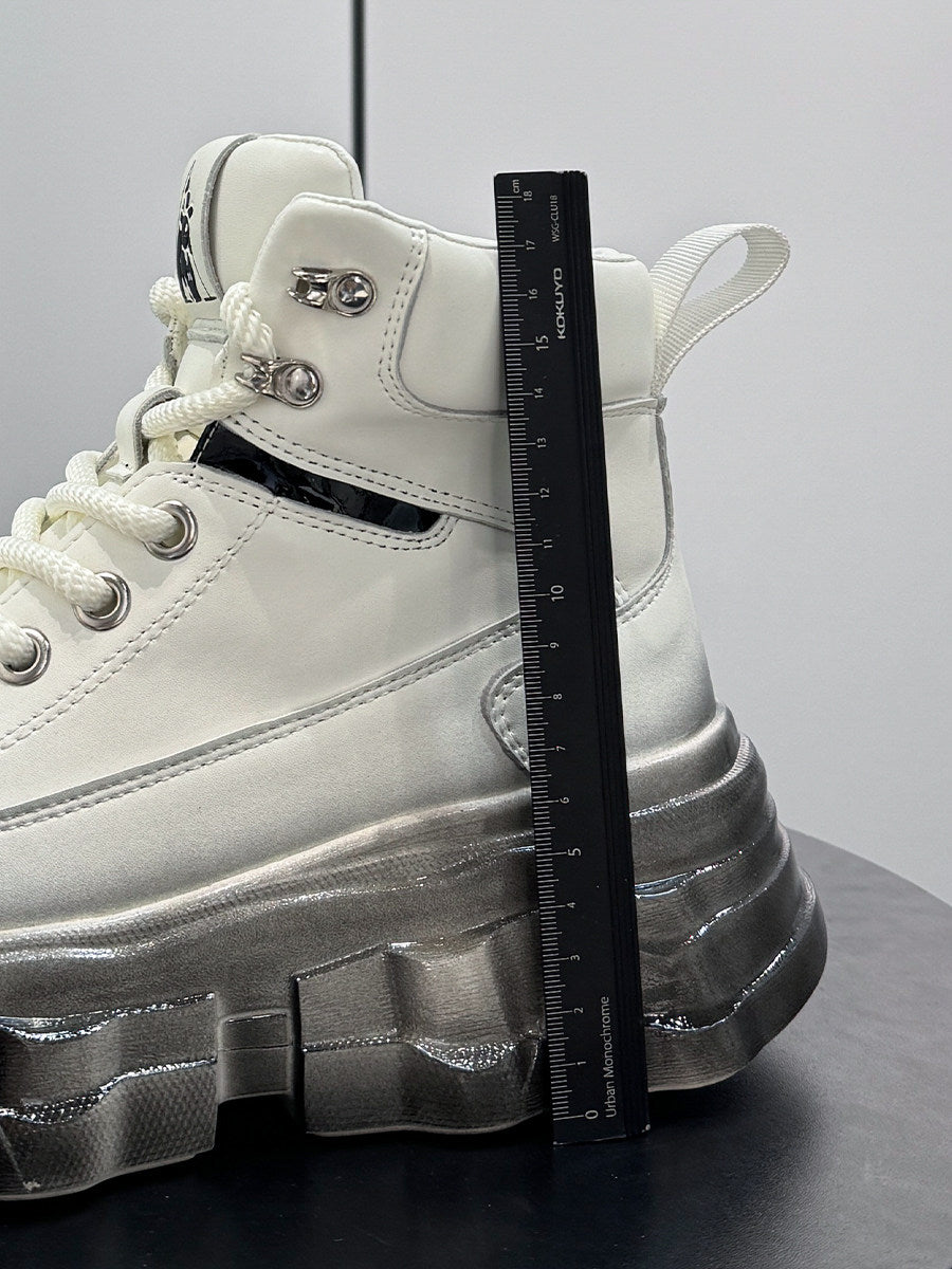 Metal Toe Lace Up Platform Short Boots WN24605