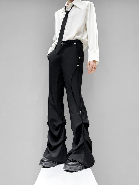 Button Detail Flare Trousers WN23890