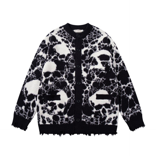 Skull Graphic Dark Knit Sweater WN23040