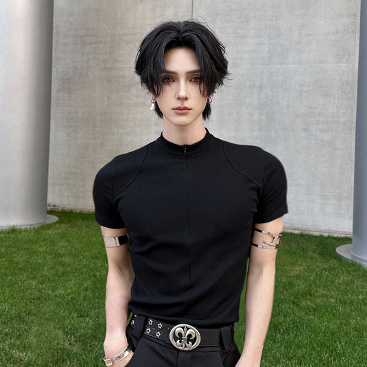 Deep V-Neck Short Sleeve T-Shirt WN25118