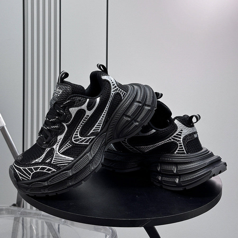 Mesh Panel Platform Chunky Sole Sneakers WN24700