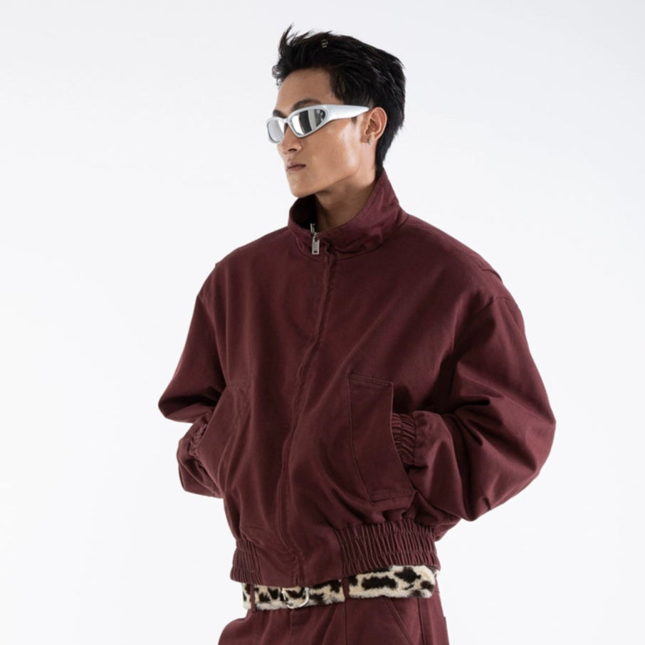 Stand Neck Zipper Short Jacket & Cargo Pants Setup WN20651
