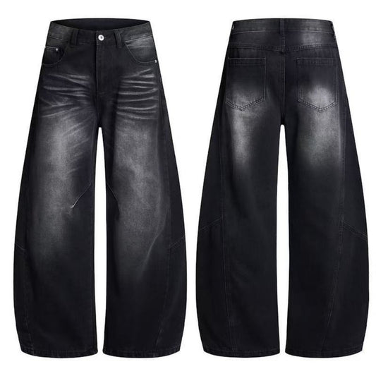 Washed Drape Wide Leg Denim Jeans WN27932