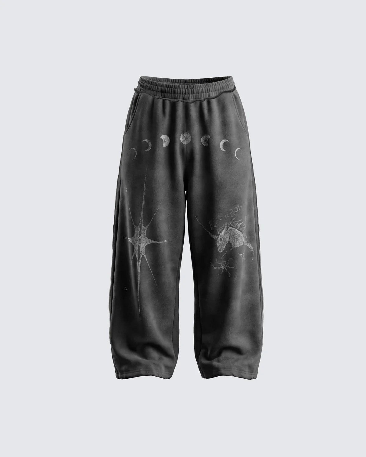 Moon Phase Starburst Oversize Zipper Hoodie & Wide Leg Sweatpants Setup WN27868