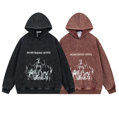 Washed Letter Print Oversize Hoodie WN11533