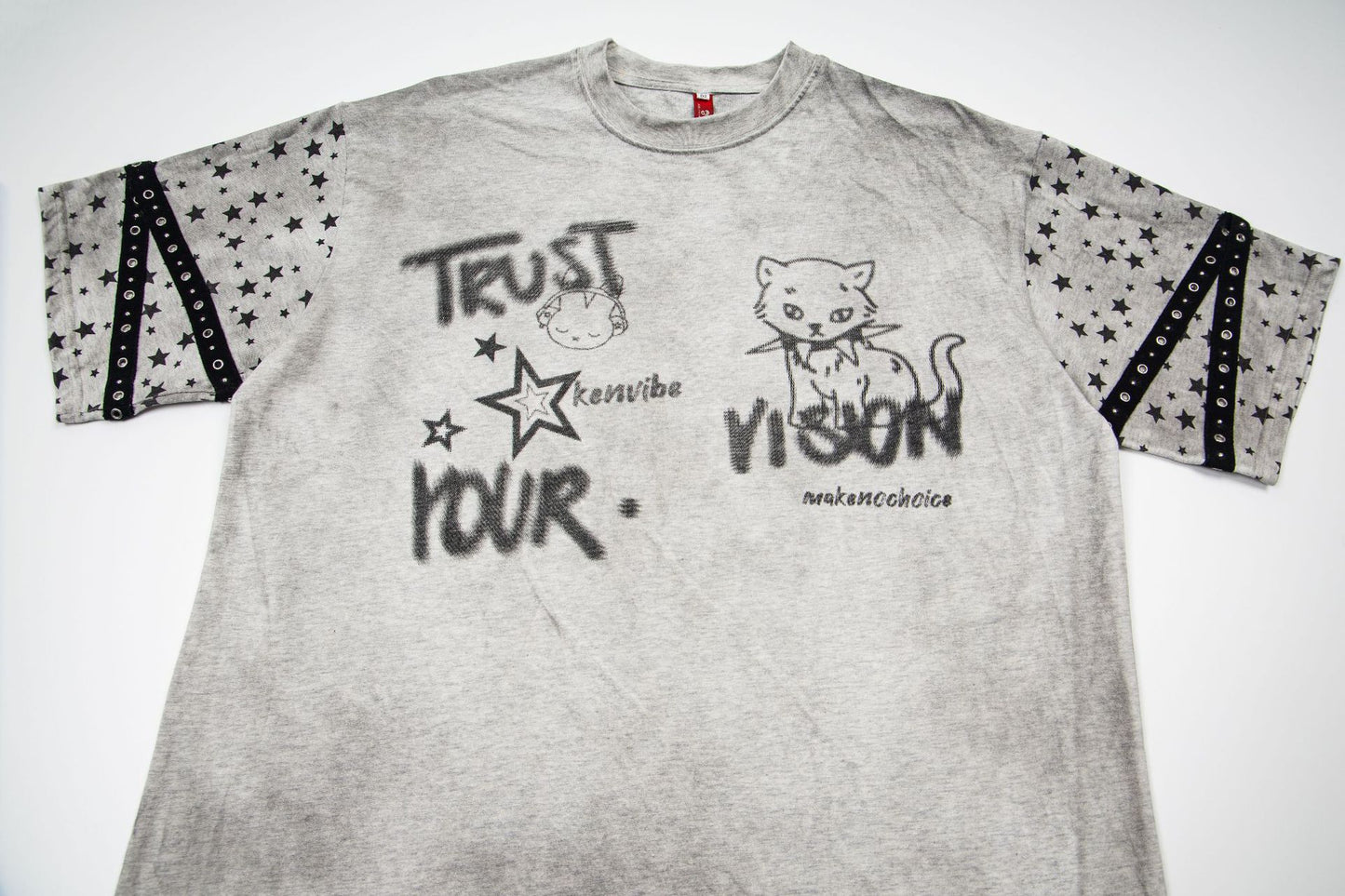 Graffiti Doodle Print Washed Short Sleeve T-Shirt WN25574