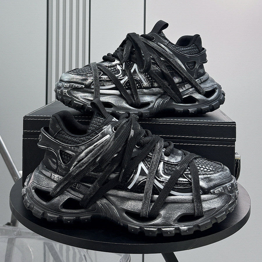 Metallic Rope Lace Chunky Sole Sneakers WN24687