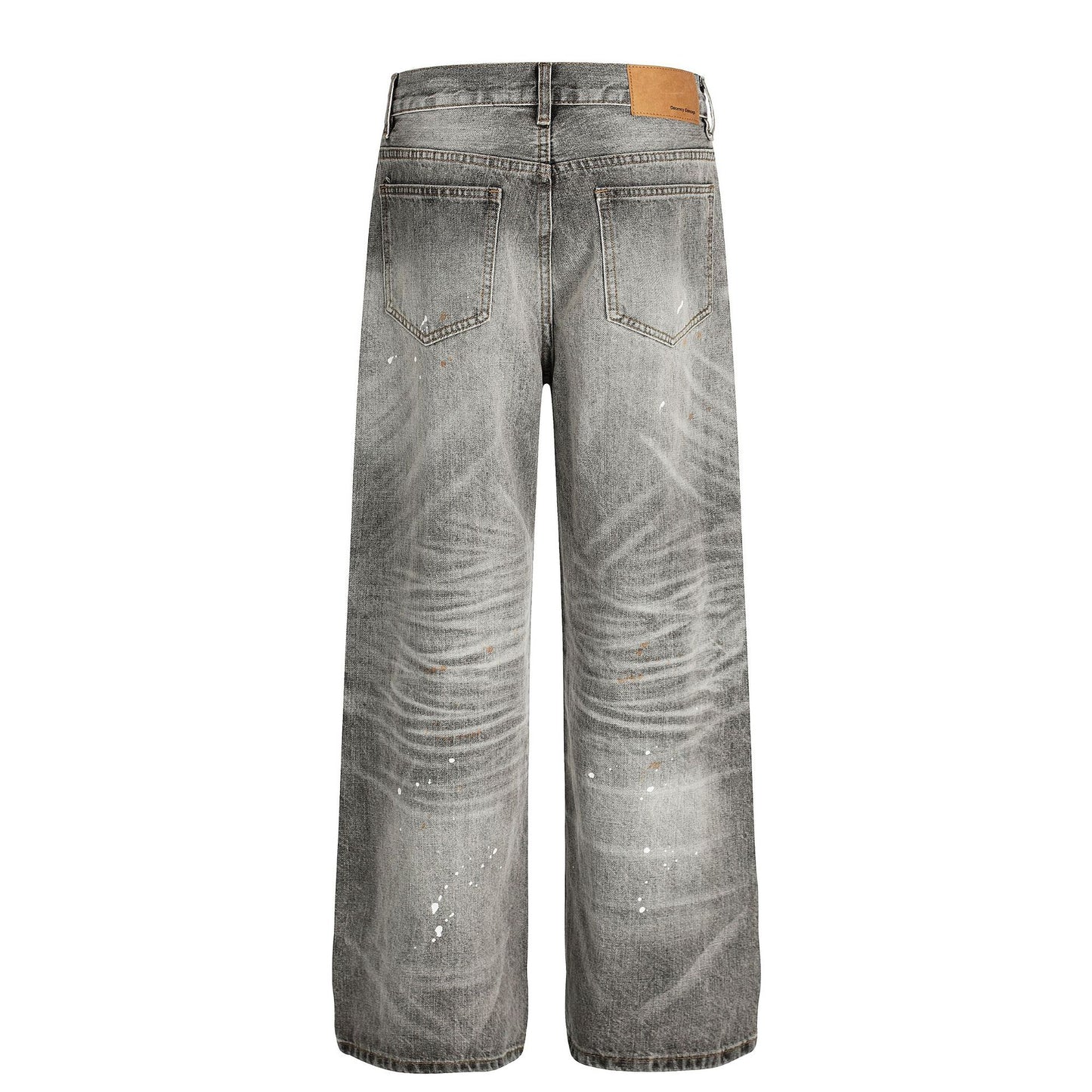 Dirty Washed Paint Wide Leg Denim Jeans WN25929