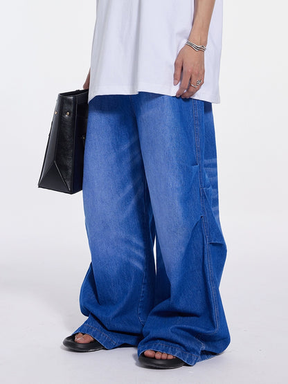 Water Washed Wide Leg Denim Jeans WN9042