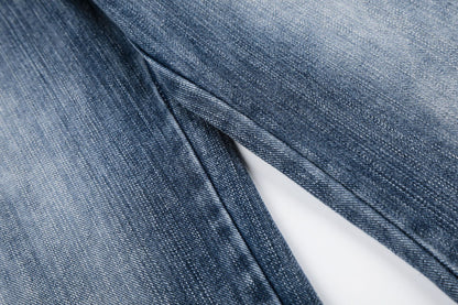 Washed Star Rhinestone Wide Leg Denim Jeans WN25458