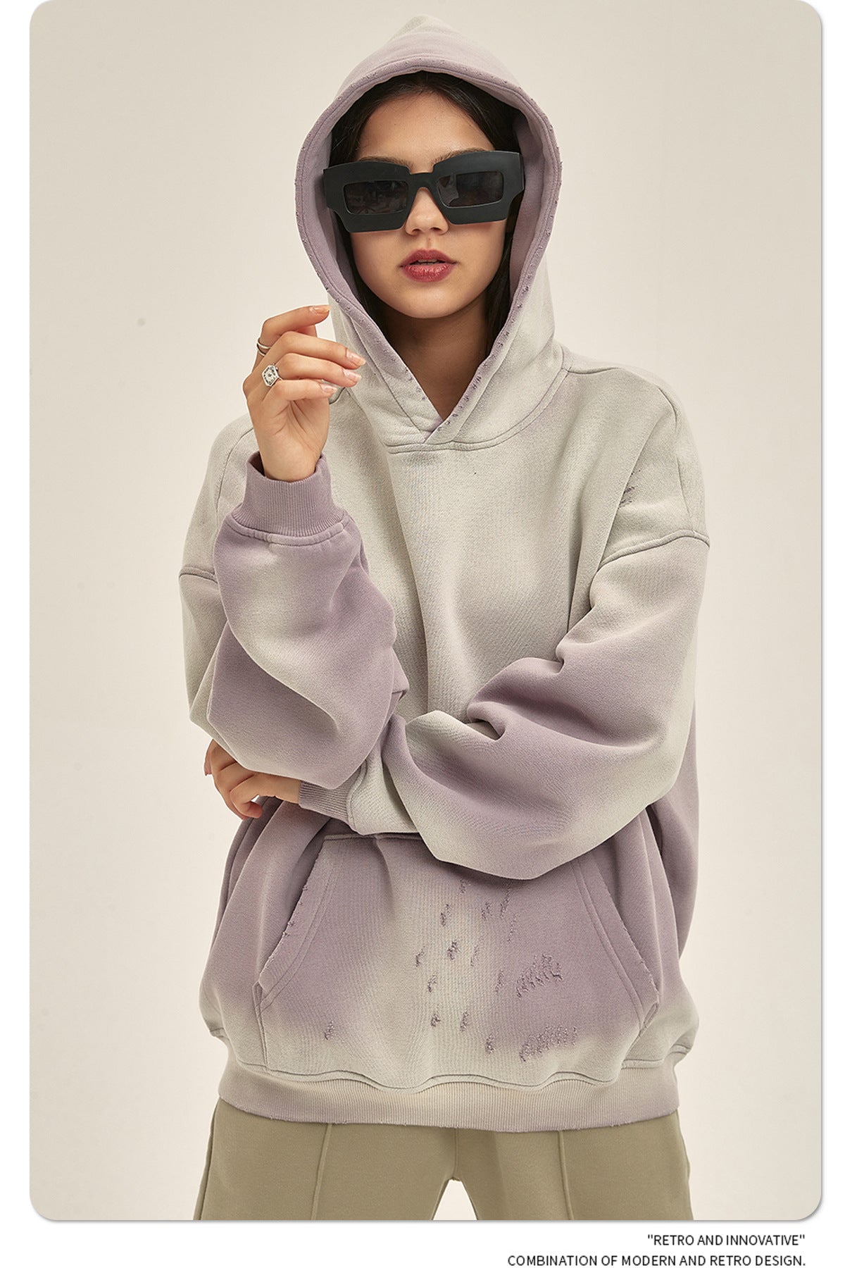 Oversize Washed Damage Hoodie WN6620