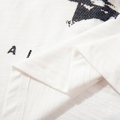 Slub Cotton Graphic Print Short Sleeve T-Shirt WN25705