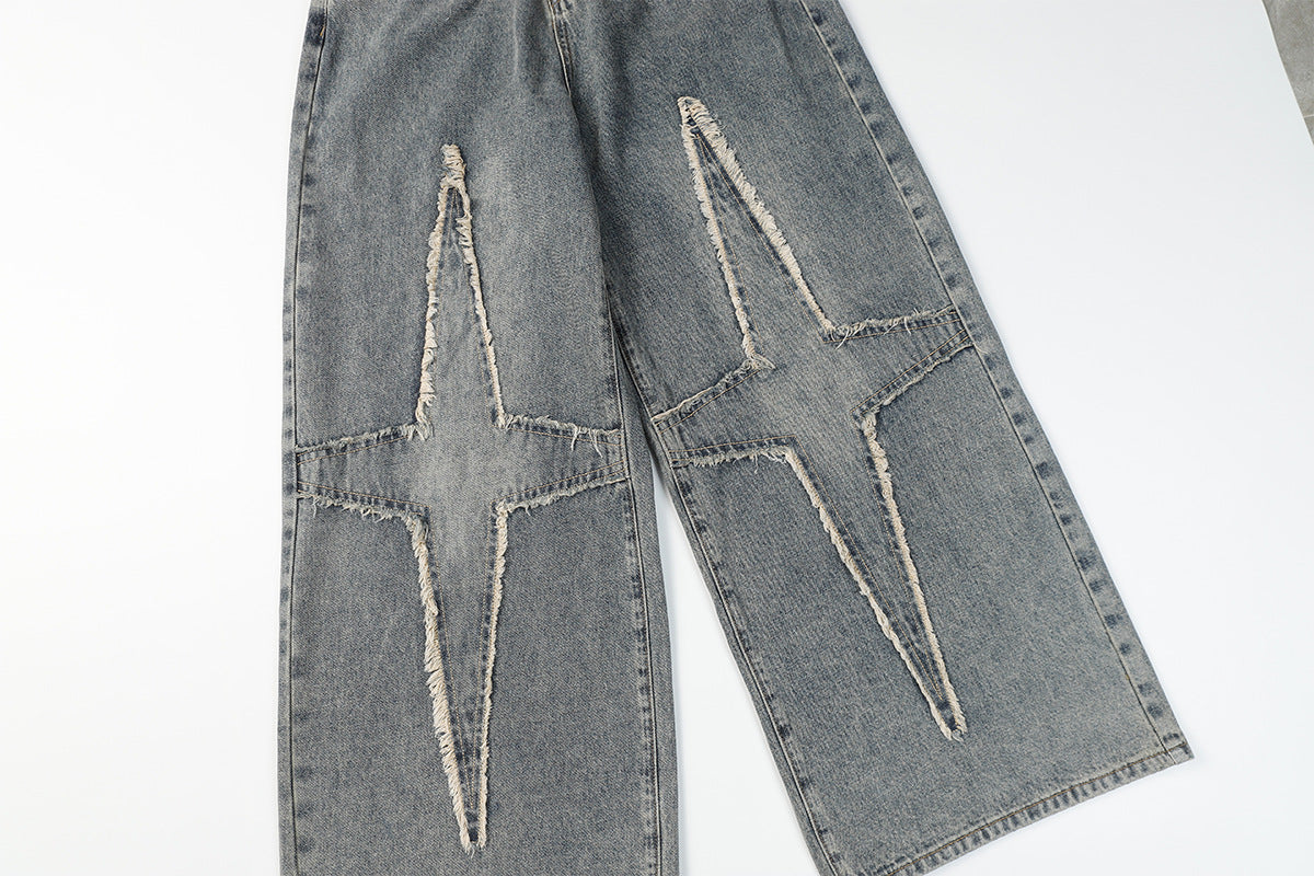 Panel Design Wide Leg Denim Jeans WN25497