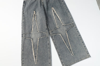 Panel Design Wide Leg Denim Jeans WN25497