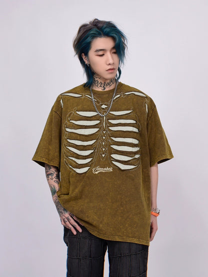 Oversize Skeleton Design Short Sleeve T-Shirt WN5589
