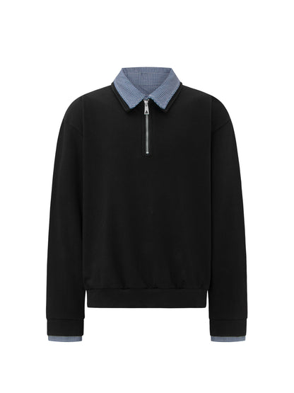 Heavyweight Fake Layered Half-Zip Polo Collar Sweatshirt WN26317