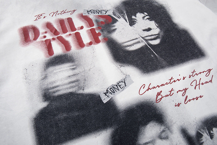 Blurred Portrait Print Short Sleeve T-Shirt WN16805