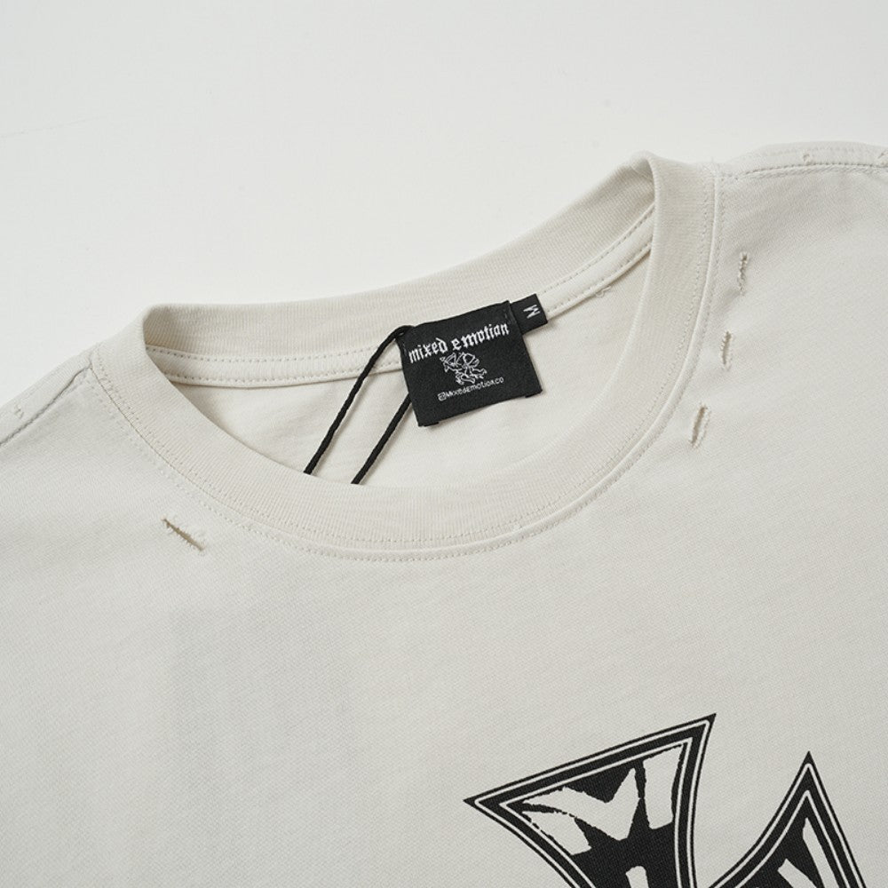 Damage Cross Graphic Short Sleeve T-Shirt WN28008