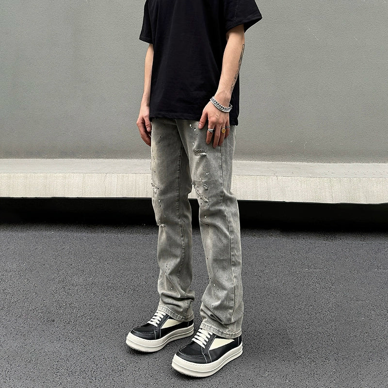 Washed Damage Stretch Denim Jeans WN19600