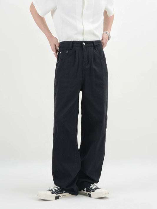 Basic Straight Black Denim Jeans WN6139