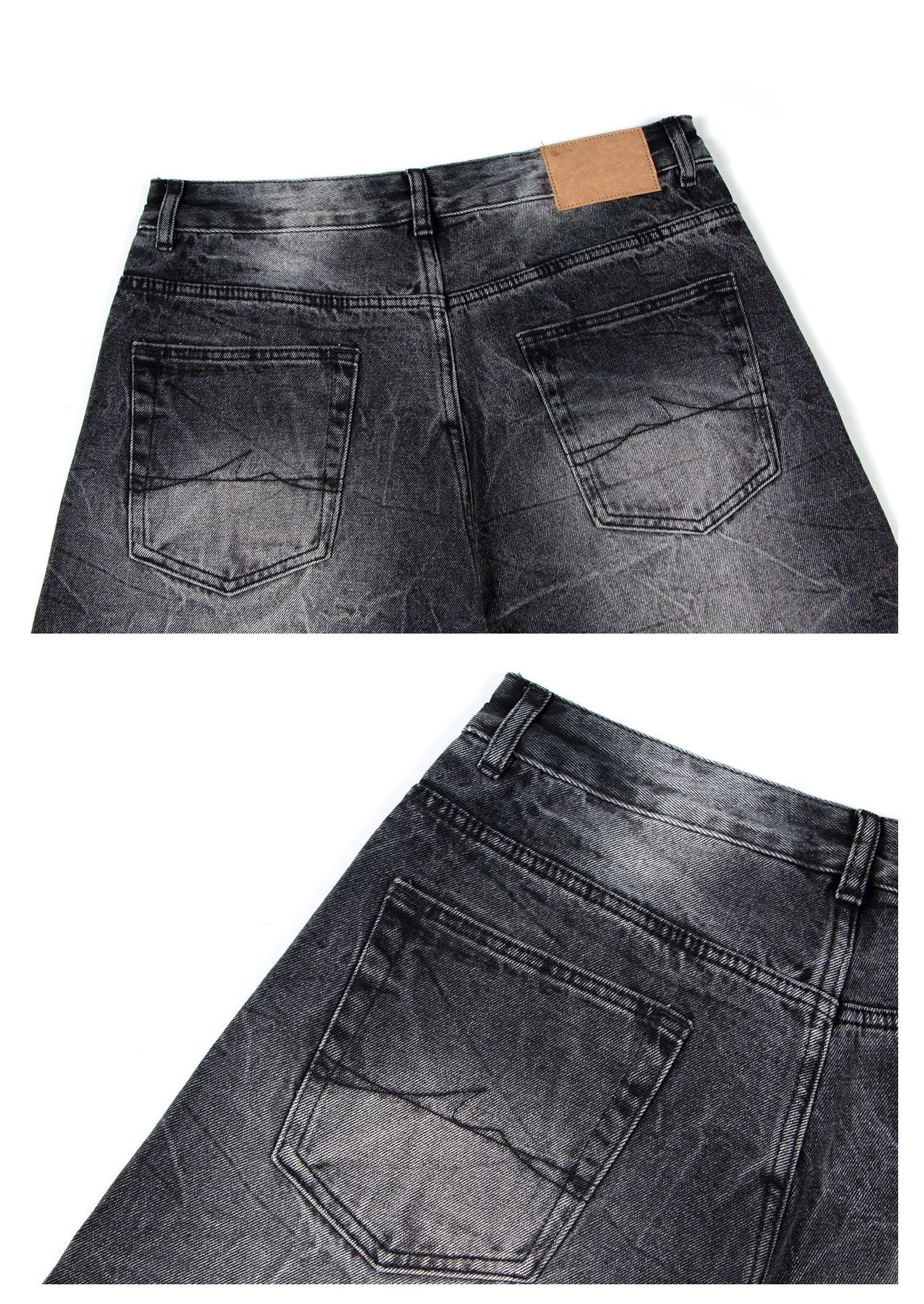 Washed Crinkle Wide Leg Denim Jeans WN26257
