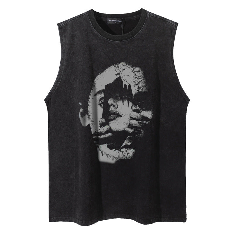 Oversize Graphic Print Tank Top WN16507