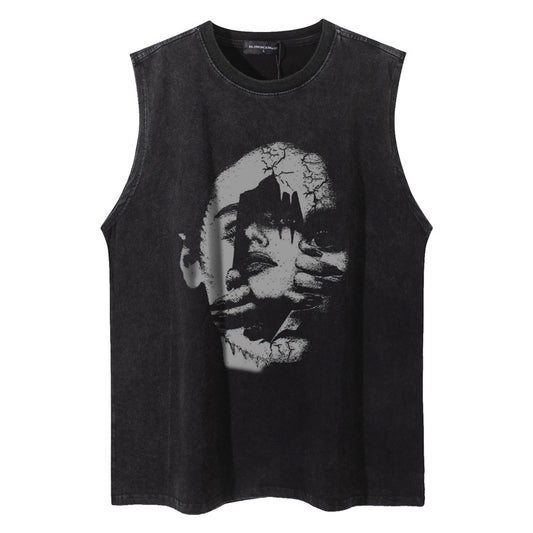 Oversize Graphic Print Tank Top WN16507