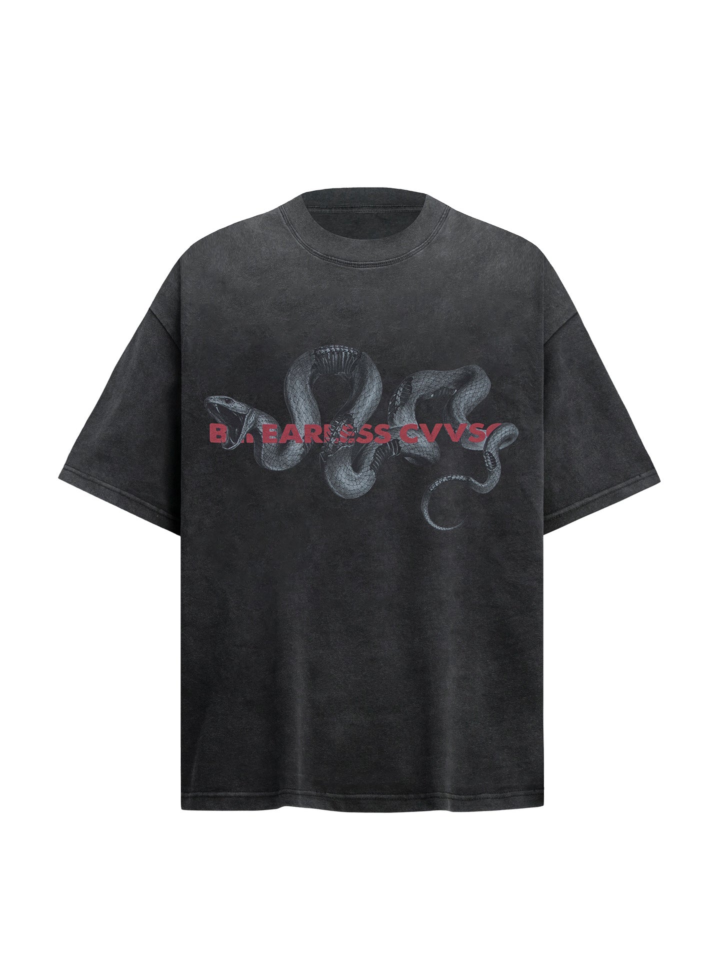 Washed Snake Print Oversize Short Sleeve T-Shirt WN26376