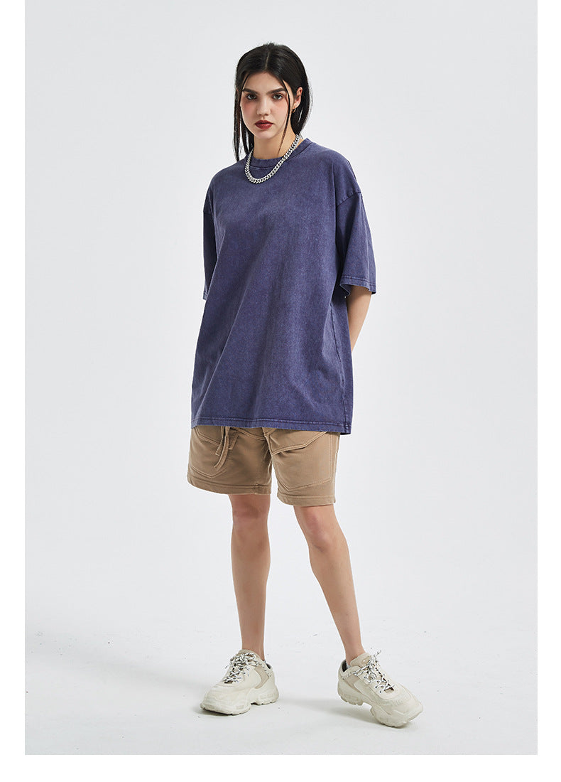 Vintage Dyed Oversize Short-sleeve T-shirt & Vintage Dyed Short Sweatpants Setup WN6631-K