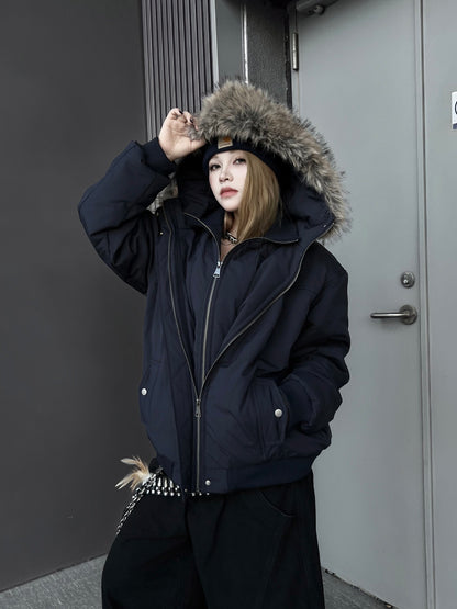 Double Hood Fake Fur Thick Puffer Jacket WN24213