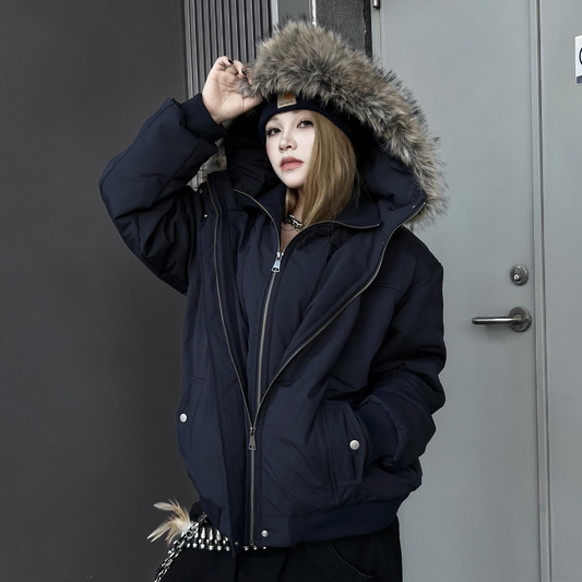 Double Hood Fake Fur Thick Puffer Jacket WN24213