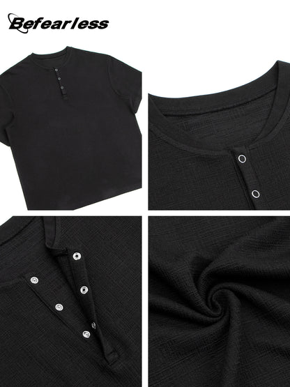 Henley Textured Short Sleeve T-Shirt WN26286