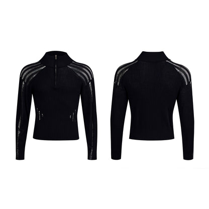 See-Through High-Neck Knit Sweater WN20386