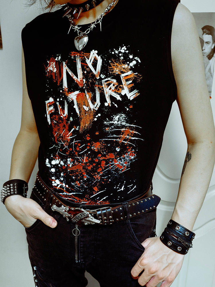 Graphic Print Sleeveless T-Shirt WN15995