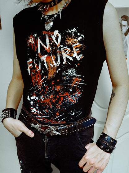 Graphic Print Sleeveless T-Shirt WN15995