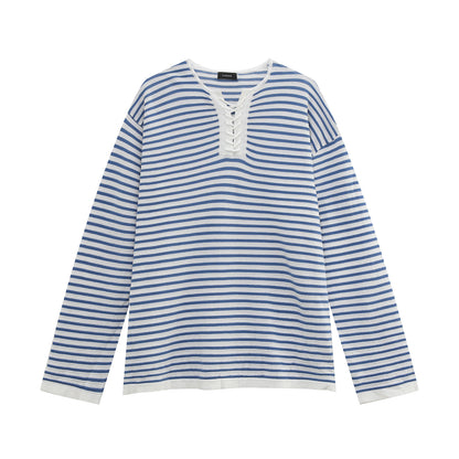 Border Lace-Up Long Sleeve T-Shirt WN25007