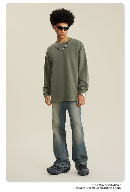 Washed Damage Flare Denim Jeans WN6415