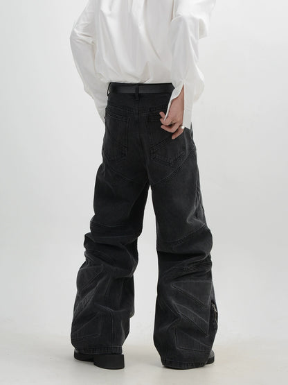 Washed 3D Wide-Leg Denim Jeans WN6104
