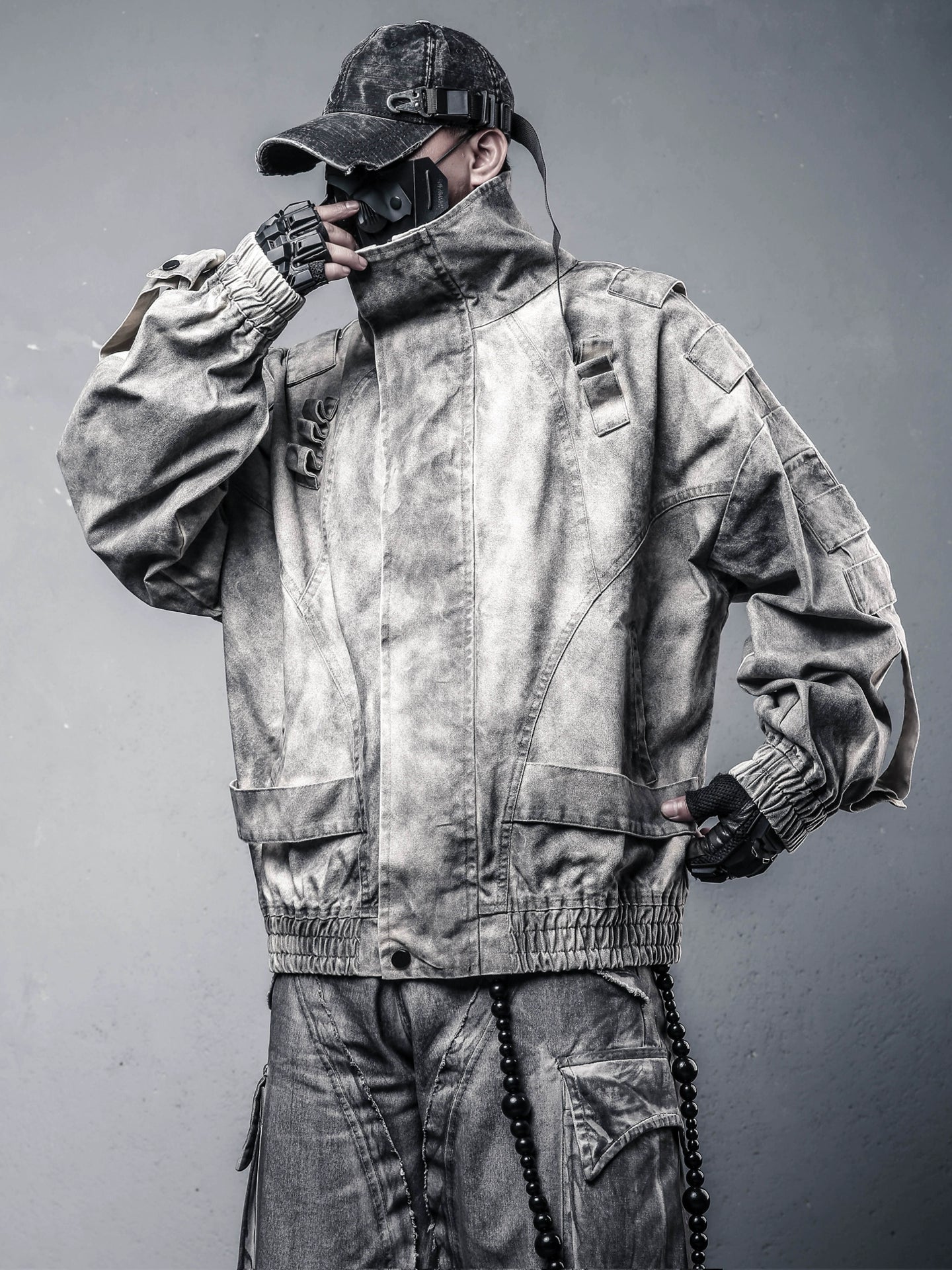 Damage Mix Wash Stand Neck Jacket WN22411