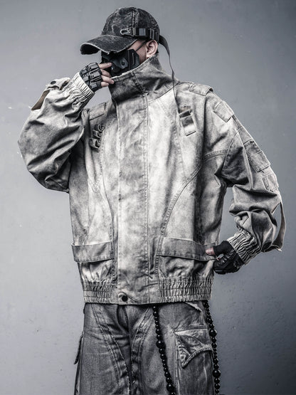 Damage Mix Wash Stand Neck Jacket WN22411