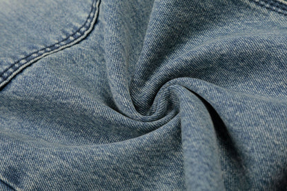 Washed Deconstruction Damage Wide Leg Denim Jeans WN25978
