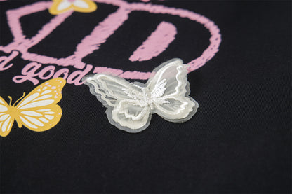 Butterfly Letter Print Oversize Short Sleeve T-Shirt WN26896