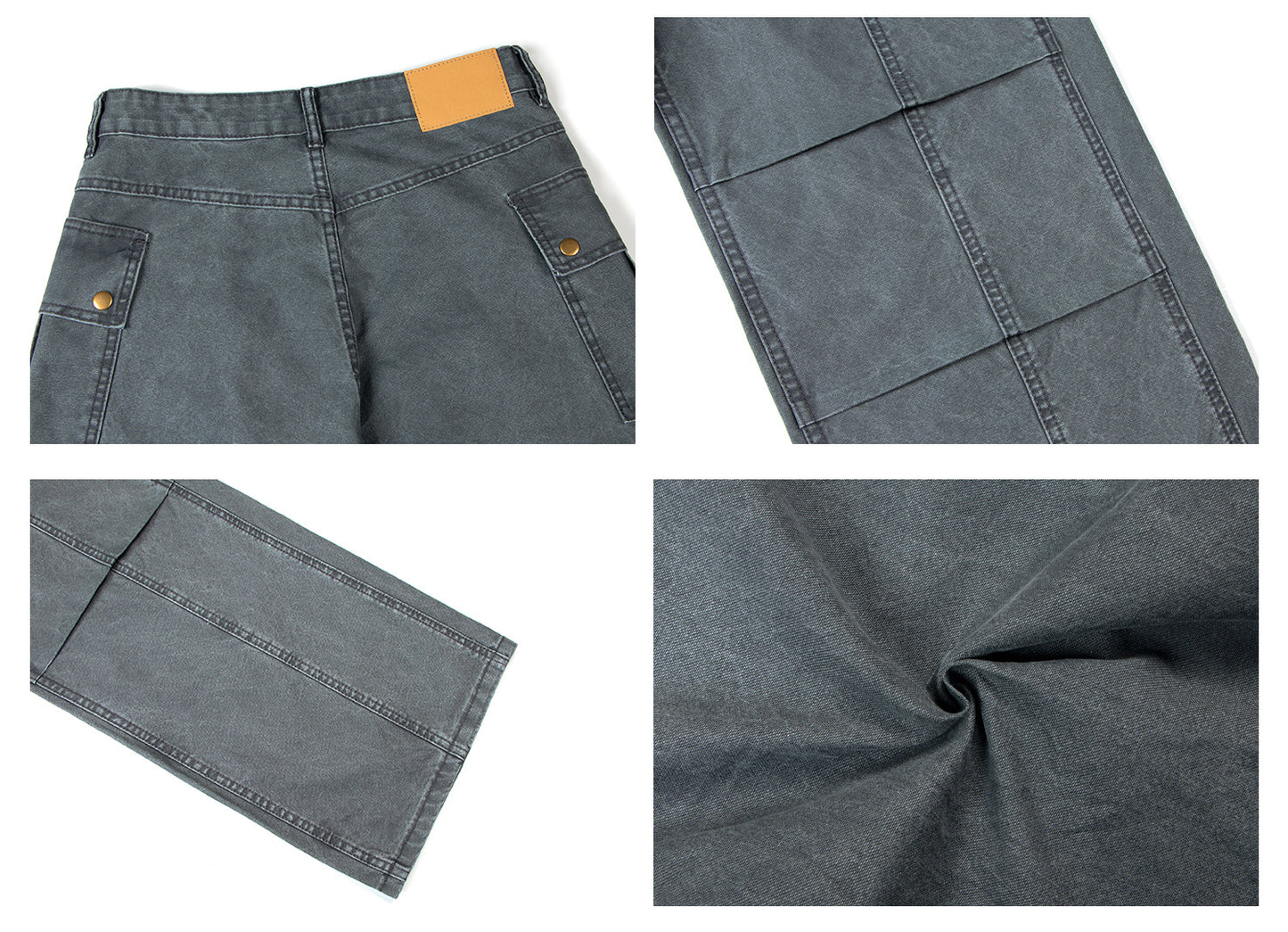 Washed Multi Pocket Panel Wide Leg Pants WN26213
